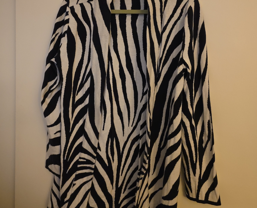 Style & Co. Black and White Zebra Cardigan